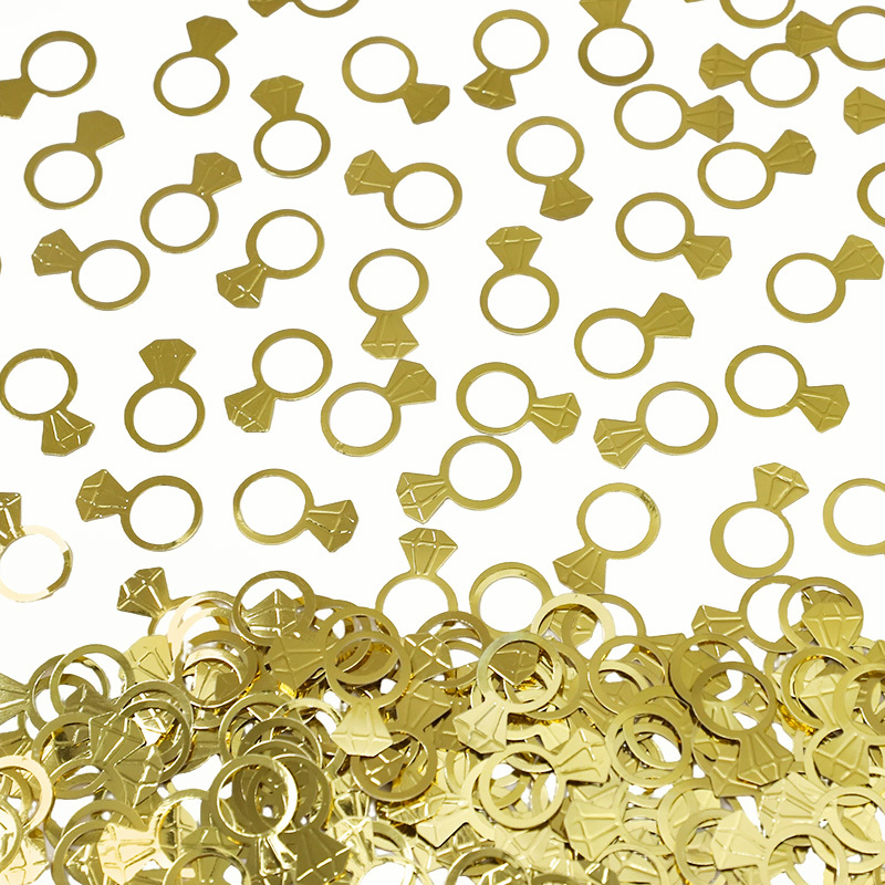 Papercraft Supply Confetti - 50Pcs/Bag Gold Diamond Ring Confetti Foil