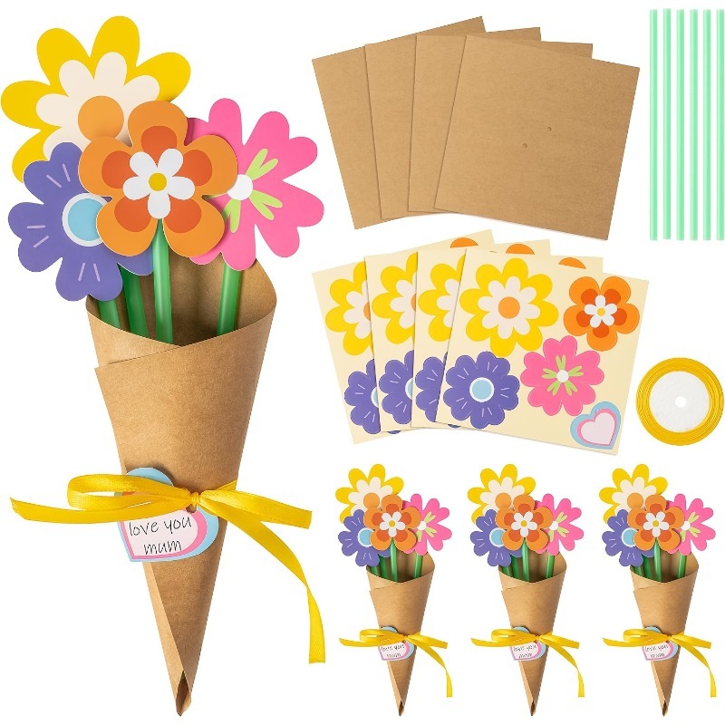 Papercraft Supply Ribbon - 100Pcs DIY Flower Bouquet Kit Paper