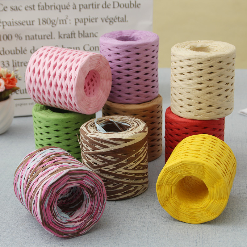 Papercraft Supply Ribbon - 200m Raffia Yarn Rope Ribbon Natural