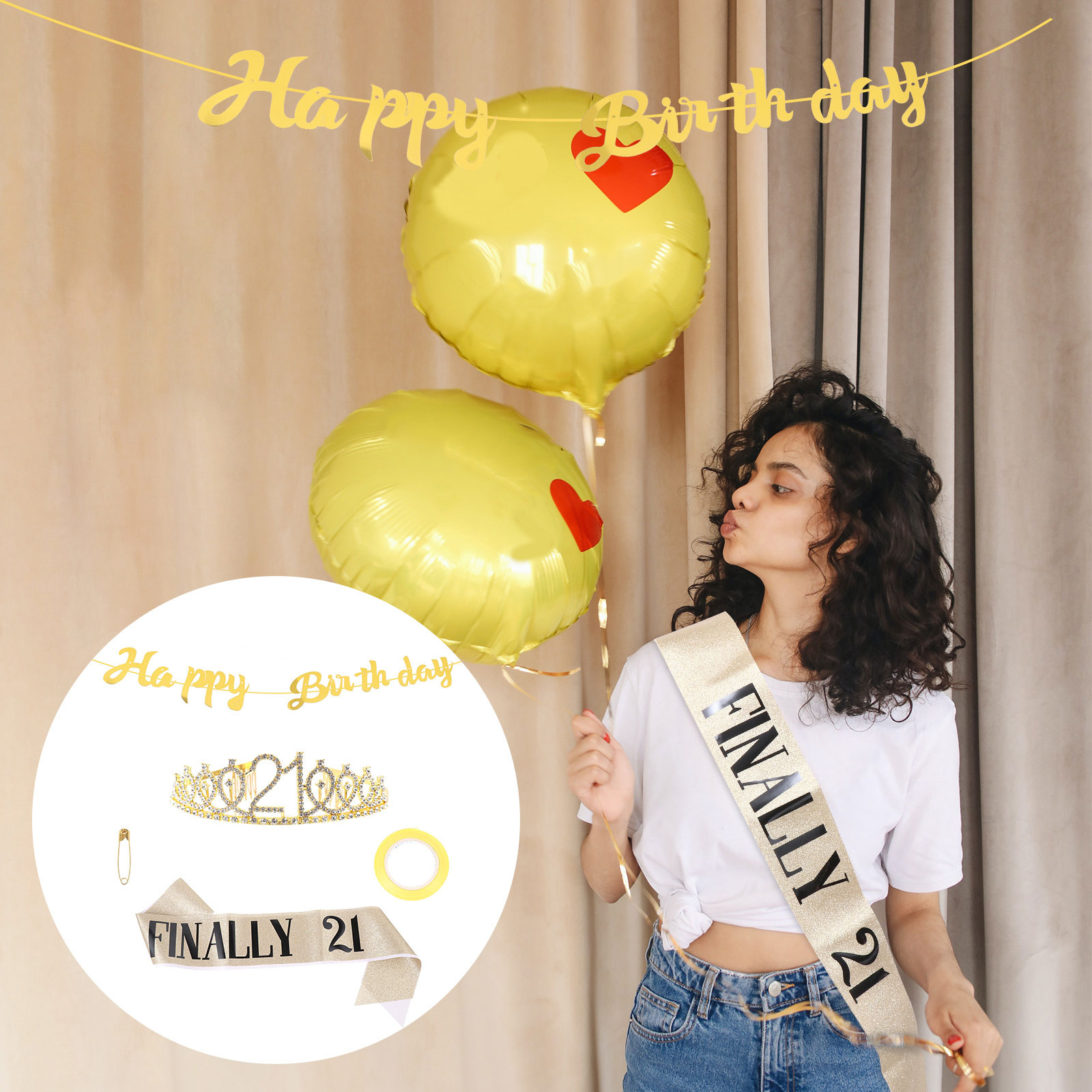 1Set Birthday Crown Sash Banne - огляд і ціна Birthday Sash Glitter