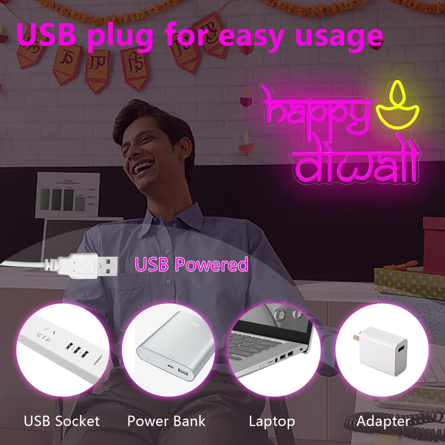 Happy Diwali Neon Sign USB Pow - огляд і ціна Neon Sign Party