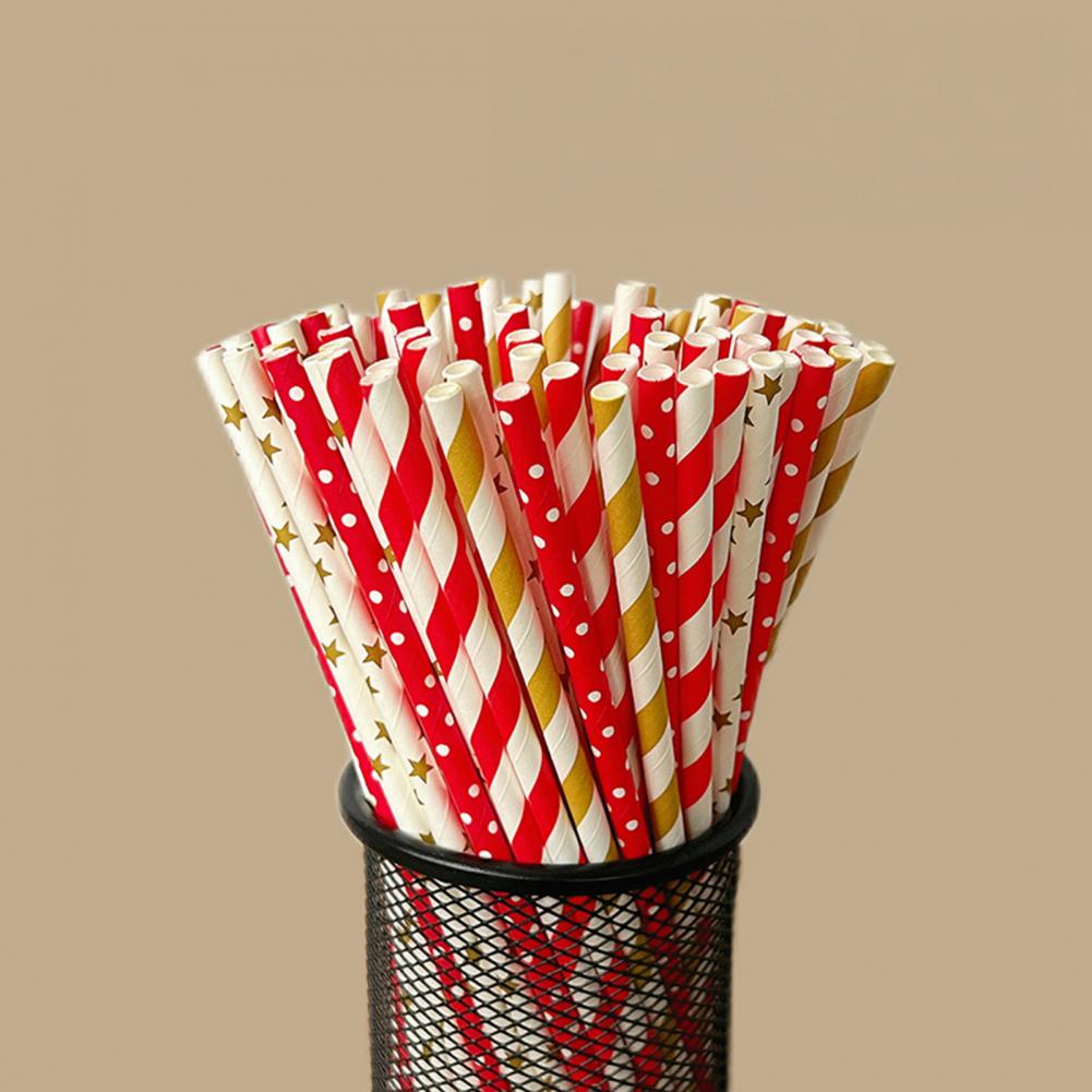 100Pcs Colorful Striped Print  - огляд і ціна Paper Straw Color