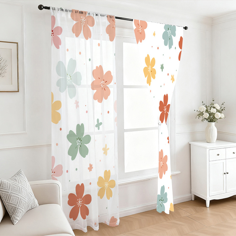 2PCS Digital Printing Sheer Cu - огляд і ціна Flower Wall Panel