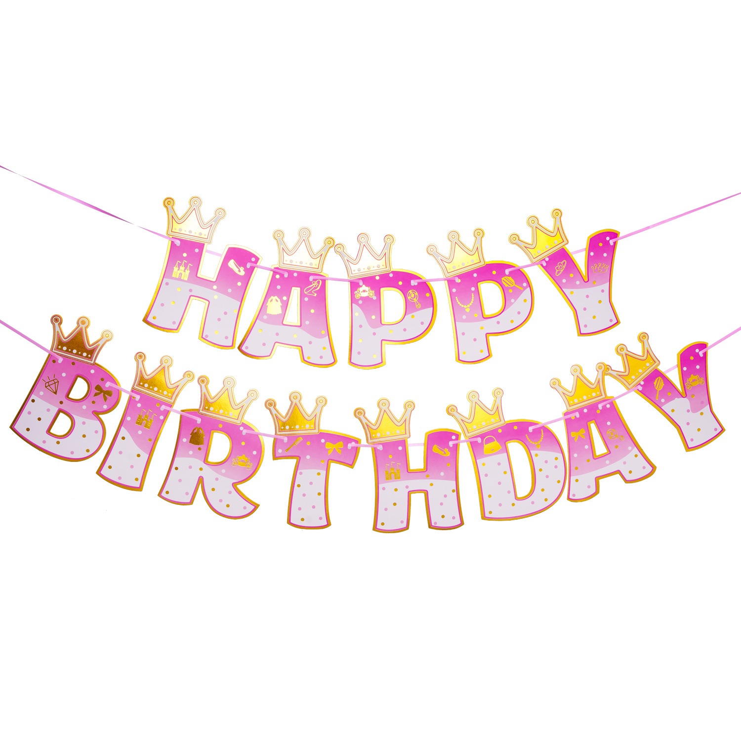 Pink Stamping Gold Crown Theme - огляд і ціна Party Banner Gold